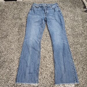 Old Navy Extra Hi Rise Kicker Bootcut Button Fly Jeans Womens 12 Frayed Raw Hem